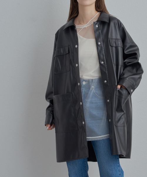 COLONY 2139（コロニートゥーワンスリーナイン）の「フェイクレザーカバーオール（カバーオール・レディース・ブラック・FREE）」の3枚目の写真