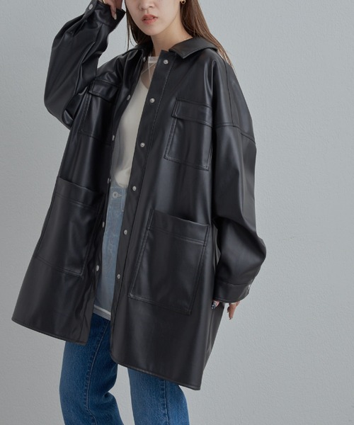 COLONY 2139（コロニートゥーワンスリーナイン）の「フェイクレザーカバーオール（カバーオール・レディース・ブラック・FREE）」の6枚目の写真