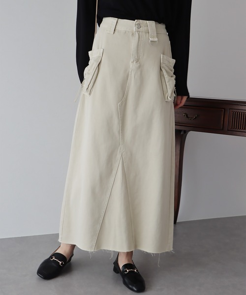 BLUEEAST（ブルーイースト）の「デニムカーゴロングスカート（デニムスカート・レディース・モカ/ベージュ/ブルー・MEDIUM）」の2枚目の写真