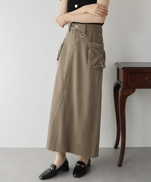 BLUEEAST（ブルーイースト）の「デニムカーゴロングスカート（デニムスカート・レディース・モカ/ベージュ/ブルー・MEDIUM）」の7枚目の写真