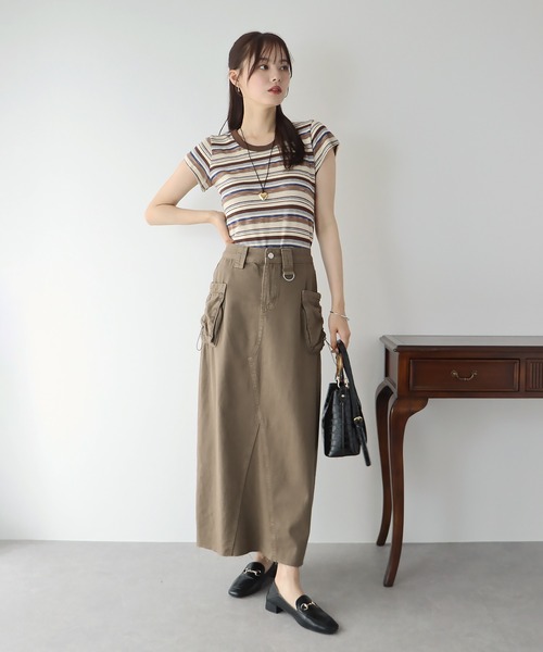 BLUEEAST（ブルーイースト）の「デニムカーゴロングスカート（デニムスカート・レディース・モカ/ベージュ/ブルー・MEDIUM）」の12枚目の写真