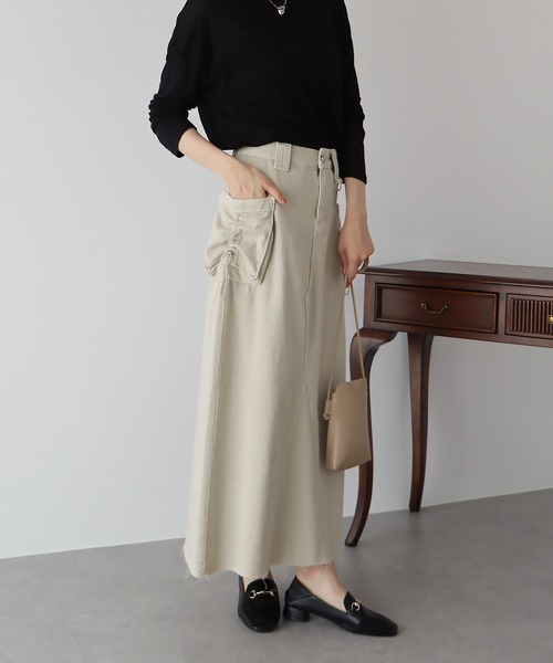 BLUEEAST（ブルーイースト）の「デニムカーゴロングスカート（デニムスカート・レディース・モカ/ベージュ/ブルー・MEDIUM）」の13枚目の写真