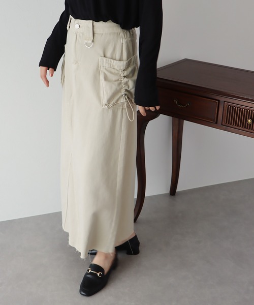 BLUEEAST（ブルーイースト）の「デニムカーゴロングスカート（デニムスカート・レディース・モカ/ベージュ/ブルー・MEDIUM）」の14枚目の写真