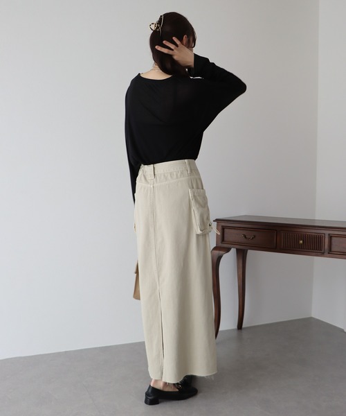 BLUEEAST（ブルーイースト）の「デニムカーゴロングスカート（デニムスカート・レディース・モカ/ベージュ/ブルー・MEDIUM）」の17枚目の写真