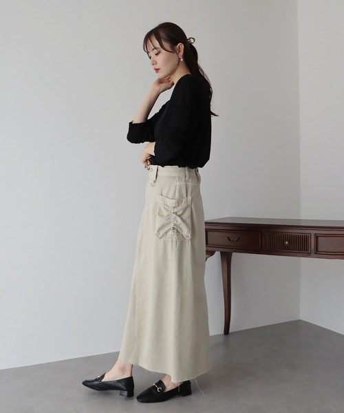 BLUEEAST（ブルーイースト）の「デニムカーゴロングスカート（デニムスカート・レディース・モカ/ベージュ/ブルー・MEDIUM）」の16枚目の写真