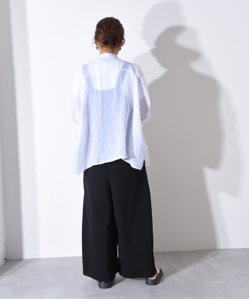 CALIFORNIA OUTFITTERS（カリフォルニア アウトフィッターズ）の「1-6A14  シアサッカー ワイドサロペット/ サロペット/ オーバーオール / ワイドパンツ【Maison select -メゾンセレクト-】（サロペット/オーバーオール・レディース・ブラック/ベージュ/グレー・FREE）」の5枚目の写真