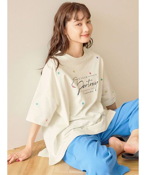 AMERICAN HOLIC(アメリカンホリック)の「Flower刺繍ミニ裏毛プルオーバー(Tシャツ/カットソー・レディース・ネイビー/アイボリー・M/L)」の12枚目の写真