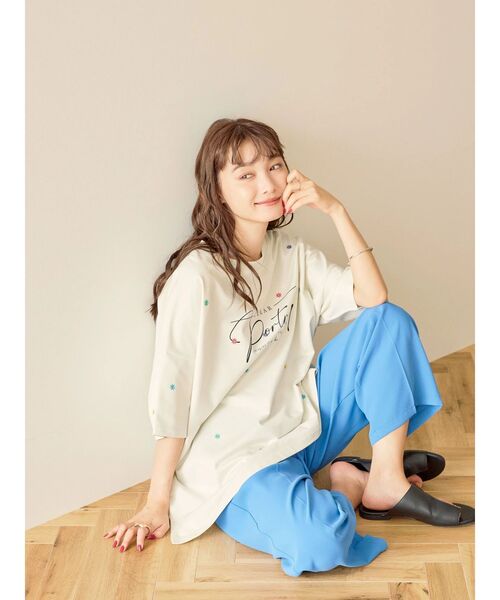 AMERICAN HOLIC(アメリカンホリック)の「Flower刺繍ミニ裏毛プルオーバー(Tシャツ/カットソー・レディース・ネイビー/アイボリー・M/L)」の14枚目の写真