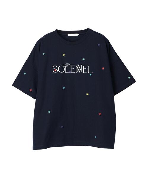 AMERICAN HOLIC(アメリカンホリック)の「Flower刺繍ミニ裏毛プルオーバー(Tシャツ/カットソー・レディース・ネイビー/アイボリー・M/L)」の3枚目の写真