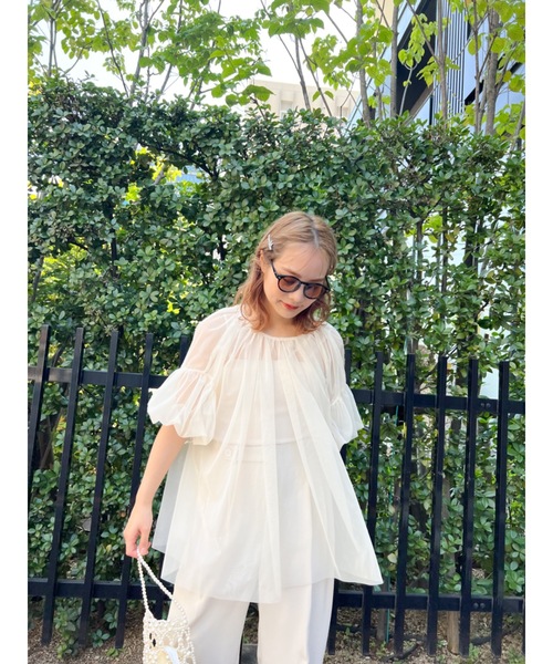 JUMELLE（ジュメロ）の「tulle gather BL（シャツ/ブラウス・レディース・ブラック/アイボリー・MEDIUM）」の20枚目の写真