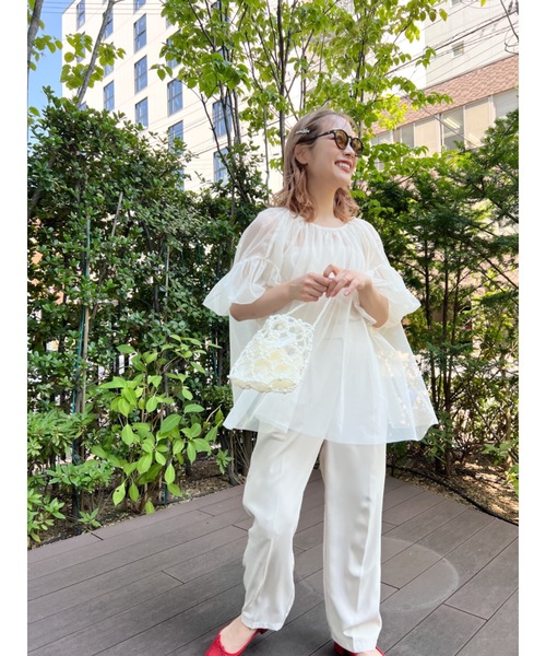 JUMELLE（ジュメロ）の「tulle gather BL（シャツ/ブラウス・レディース・ブラック/アイボリー・MEDIUM）」の21枚目の写真