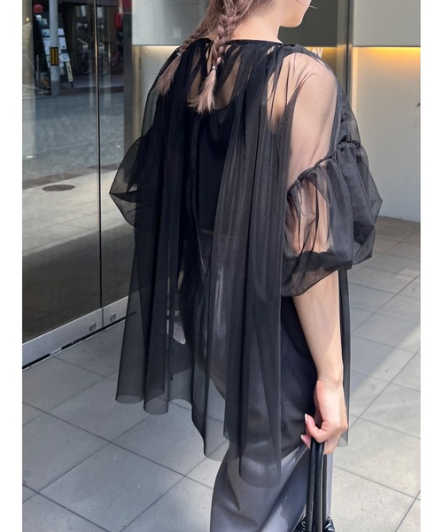 JUMELLE（ジュメロ）の「tulle gather BL（シャツ/ブラウス・レディース・ブラック/アイボリー・MEDIUM）」の11枚目の写真