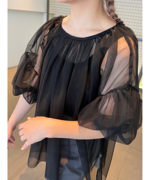 JUMELLE（ジュメロ）の「tulle gather BL（シャツ/ブラウス・レディース・ブラック/アイボリー・MEDIUM）」の12枚目の写真