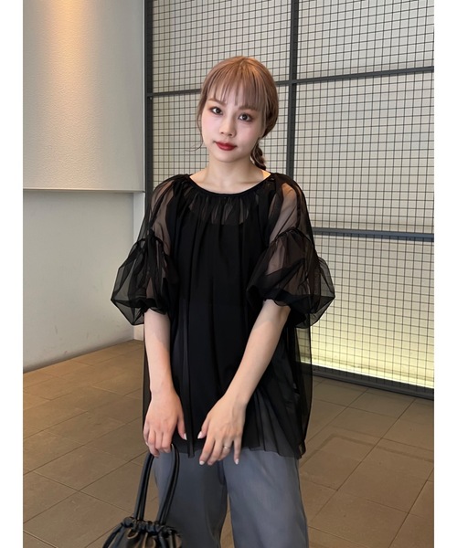 JUMELLE（ジュメロ）の「tulle gather BL（シャツ/ブラウス・レディース・ブラック/アイボリー・MEDIUM）」の13枚目の写真