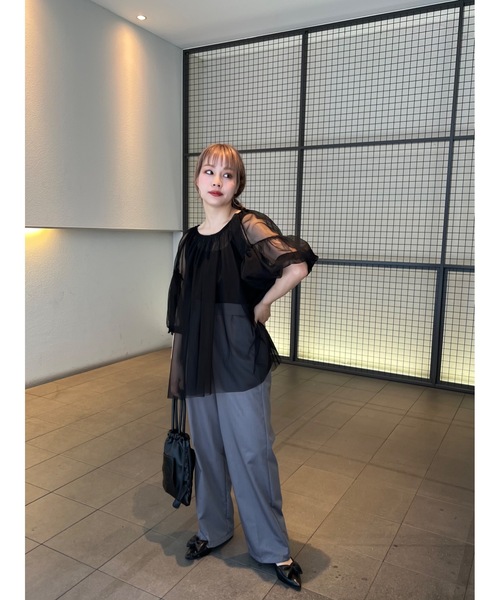 JUMELLE（ジュメロ）の「tulle gather BL（シャツ/ブラウス・レディース・ブラック/アイボリー・MEDIUM）」の15枚目の写真