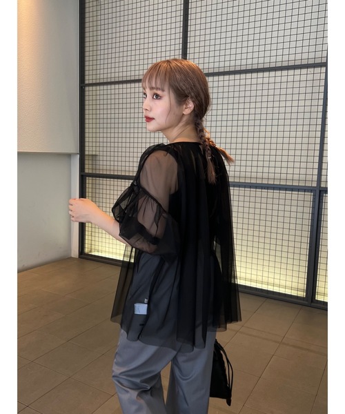 JUMELLE（ジュメロ）の「tulle gather BL（シャツ/ブラウス・レディース・ブラック/アイボリー・MEDIUM）」の17枚目の写真