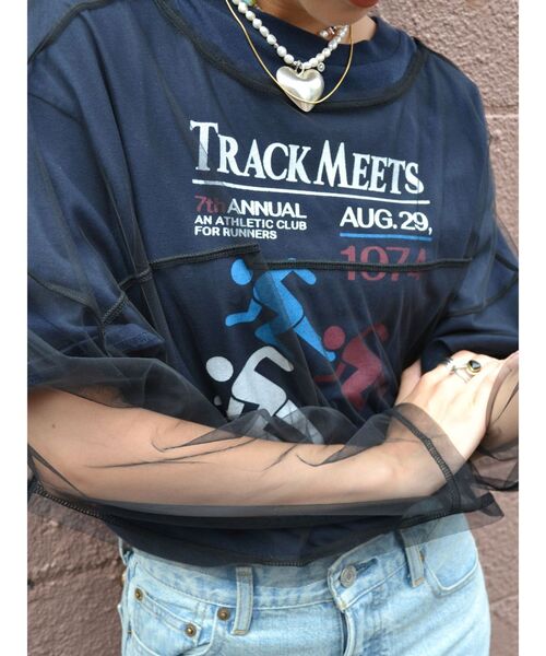 Ungrid（アングリッド）の「チュールショートロングスリーブTee（Tシャツ/カットソー・レディース・ブラック/ブルー/アイボリー/ピンク・FREE）」の7枚目の写真