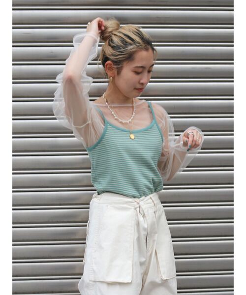 Ungrid（アングリッド）の「チュールショートロングスリーブTee（Tシャツ/カットソー・レディース・ブラック/ブルー/アイボリー/ピンク・FREE）」の11枚目の写真