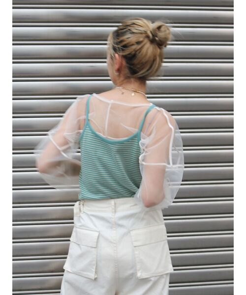 Ungrid（アングリッド）の「チュールショートロングスリーブTee（Tシャツ/カットソー・レディース・ブラック/ブルー/アイボリー/ピンク・FREE）」の12枚目の写真