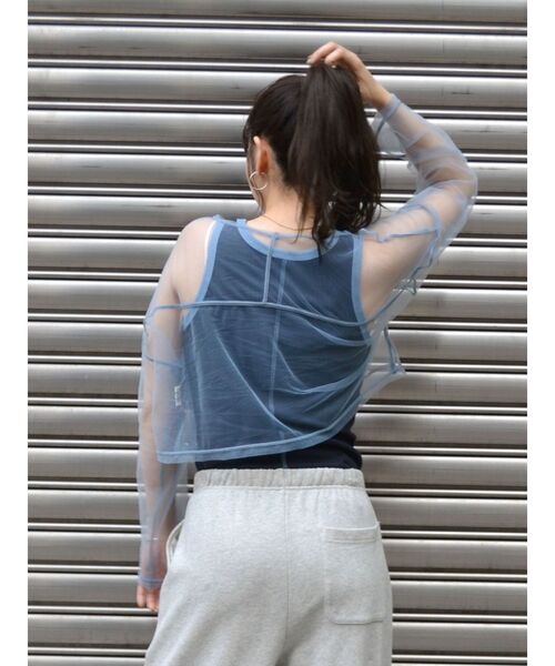 Ungrid（アングリッド）の「チュールショートロングスリーブTee（Tシャツ/カットソー・レディース・ブラック/ブルー/アイボリー/ピンク・FREE）」の18枚目の写真