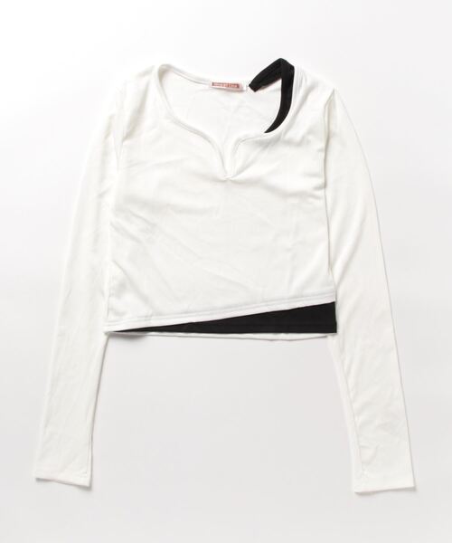 NinaetLina（ニナエリナ）の「ショート丈キーネックTシャツ（Tシャツ/カットソー・レディース・ベージュ/モカ/グレー/ブラック/ホワイト・FREE）」の12枚目の写真