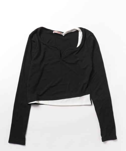 NinaetLina（ニナエリナ）の「ショート丈キーネックTシャツ（Tシャツ/カットソー・レディース・ベージュ/モカ/グレー/ブラック/ホワイト・FREE）」の13枚目の写真