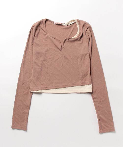 NinaetLina（ニナエリナ）の「ショート丈キーネックTシャツ（Tシャツ/カットソー・レディース・ベージュ/モカ/グレー/ブラック/ホワイト・FREE）」の15枚目の写真