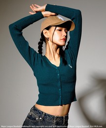 BACK TO THE FIELD | 【MLB】ワンポイント刺繍ロゴリブカーディガン(カーディガン/ボレロ)