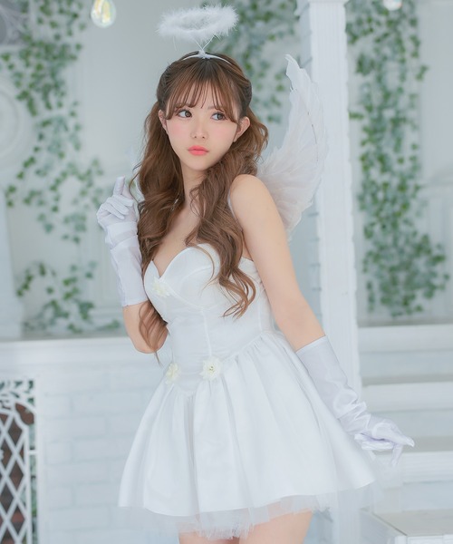 Tika（ティカ）の「コスプレ 天使 かわいい エンジェル 羽 ミニ キャミ ワンピース 5点セット（コスチューム/パーティーグッズ・レディース・ホワイト・S/M/L）」の2枚目の写真