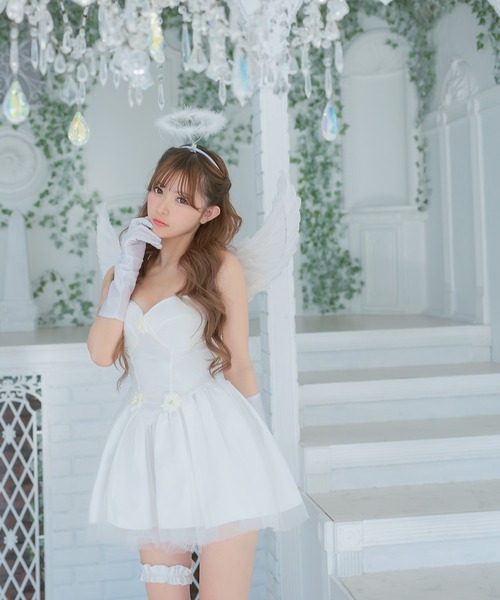 Tika（ティカ）の「コスプレ 天使 かわいい エンジェル 羽 ミニ キャミ ワンピース 5点セット（コスチューム/パーティーグッズ・レディース・ホワイト・S/M/L）」の8枚目の写真