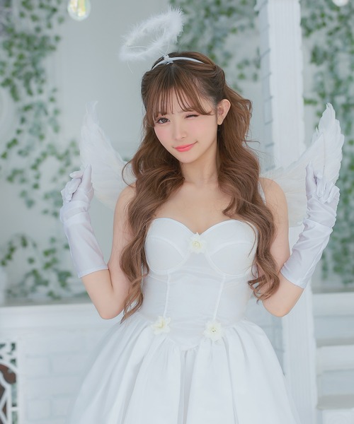 Tika（ティカ）の「コスプレ 天使 かわいい エンジェル 羽 ミニ キャミ ワンピース 5点セット（コスチューム/パーティーグッズ・レディース・ホワイト・S/M/L）」の9枚目の写真