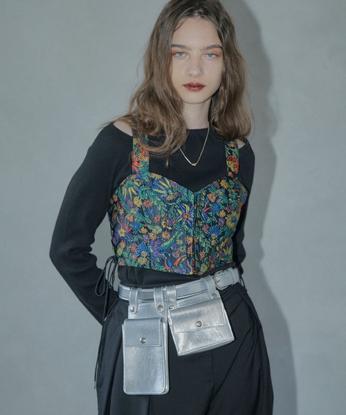 ELLEgirl（エルガール）の「フラワージャガードビスチェ【ELLEgirl/エル ガール】（キャミソール・レディース・ブラック・FREE）」の14枚目の写真