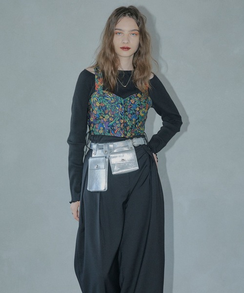 ELLEgirl（エルガール）の「フラワージャガードビスチェ【ELLEgirl/エル ガール】（キャミソール・レディース・ブラック・FREE）」の13枚目の写真