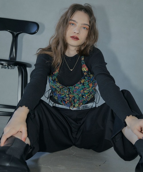 ELLEgirl（エルガール）の「フラワージャガードビスチェ【ELLEgirl/エル ガール】（キャミソール・レディース・ブラック・FREE）」の20枚目の写真