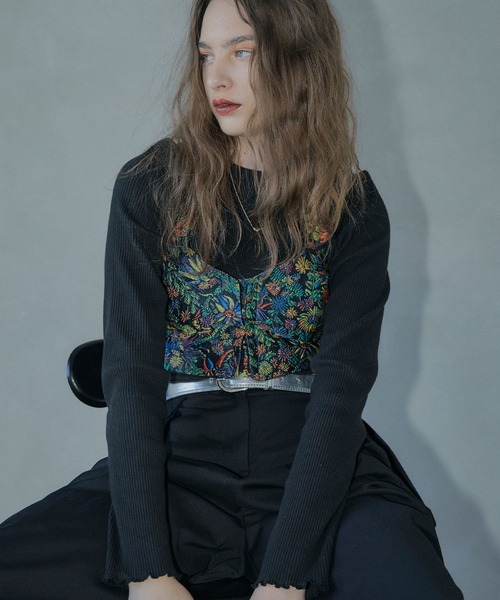 ELLEgirl（エルガール）の「フラワージャガードビスチェ【ELLEgirl/エル ガール】（キャミソール・レディース・ブラック・FREE）」の21枚目の写真