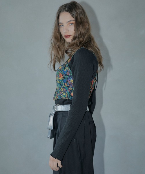 ELLEgirl（エルガール）の「フラワージャガードビスチェ【ELLEgirl/エル ガール】（キャミソール・レディース・ブラック・FREE）」の22枚目の写真