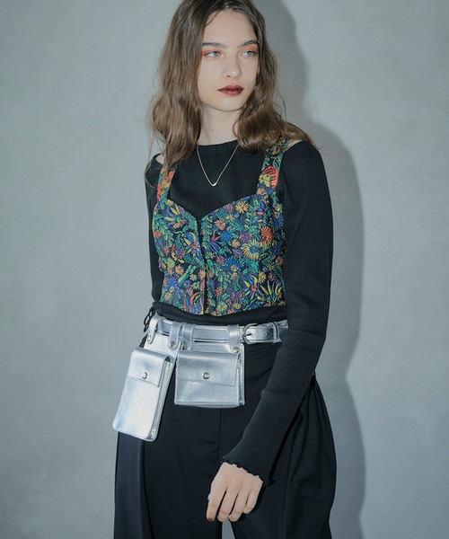 ELLEgirl（エルガール）の「フラワージャガードビスチェ【ELLEgirl/エル ガール】（キャミソール・レディース・ブラック・FREE）」の15枚目の写真