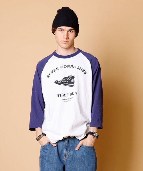 【セール】3/4 BASEBALL TEE“THAT BUS” / 3/4 ベースボールティー 'ザット バス'（Tシャツ/カットソー）｜DOWN ON THE CORNER（ダウンオンザコーナー）