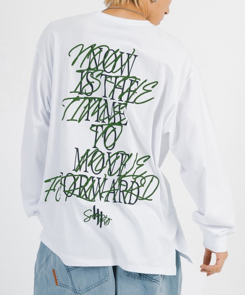 RE730（アールイーセブンサーティー）の「RE730 ロンT　バック英字刺繍（Tシャツ/カットソー・メンズ・ブラック/ホワイト・X-LARGE/LARGE/MEDIUM）」の4枚目の写真