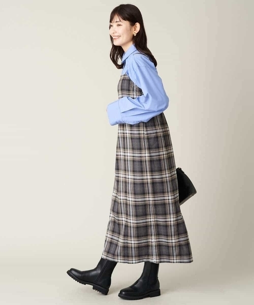 a.v.v(アーヴェヴェ)の「先染めチェックキャミワンピース(ワンピース・レディース・パープル/ブラック・38/40/42/36/34)」の7枚目の写真