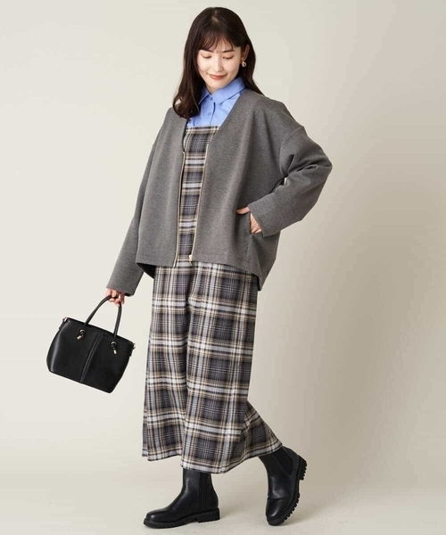 a.v.v(アーヴェヴェ)の「先染めチェックキャミワンピース(ワンピース・レディース・パープル/ブラック・38/40/42/36/34)」の11枚目の写真