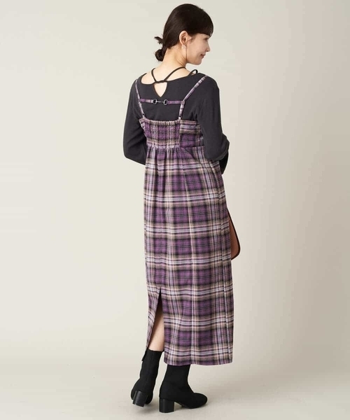 a.v.v(アーヴェヴェ)の「先染めチェックキャミワンピース(ワンピース・レディース・パープル/ブラック・38/40/42/36/34)」の13枚目の写真
