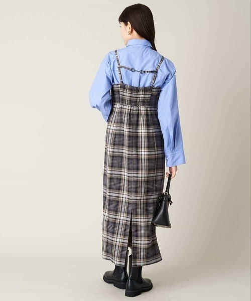 a.v.v(アーヴェヴェ)の「先染めチェックキャミワンピース(ワンピース・レディース・パープル/ブラック・38/40/42/36/34)」の15枚目の写真