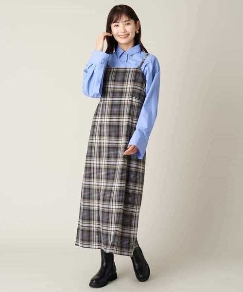 a.v.v(アーヴェヴェ)の「先染めチェックキャミワンピース(ワンピース・レディース・パープル/ブラック・38/40/42/36/34)」の17枚目の写真