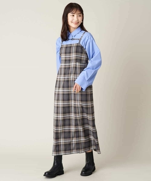 a.v.v(アーヴェヴェ)の「先染めチェックキャミワンピース(ワンピース・レディース・パープル/ブラック・38/40/42/36/34)」の18枚目の写真