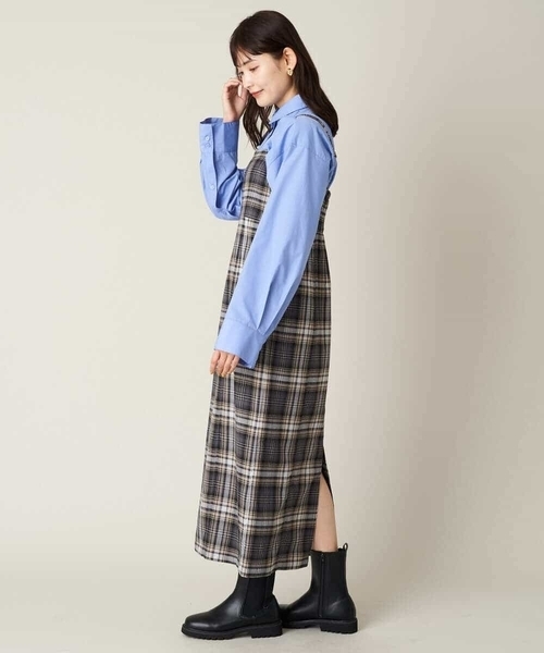 a.v.v(アーヴェヴェ)の「先染めチェックキャミワンピース(ワンピース・レディース・パープル/ブラック・38/40/42/36/34)」の19枚目の写真