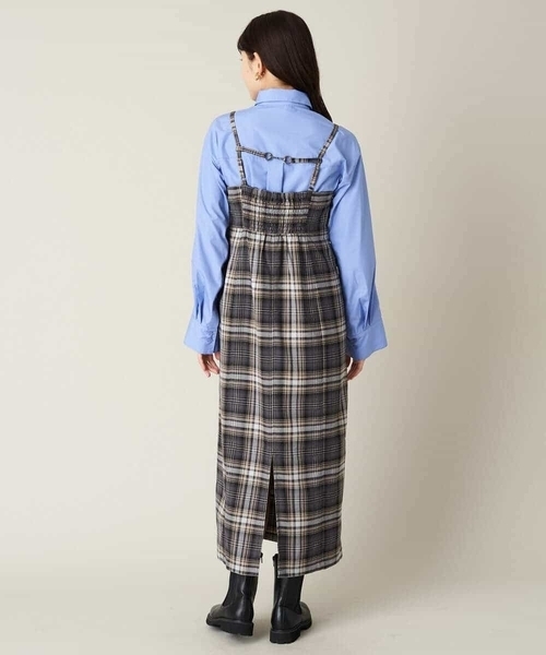 a.v.v(アーヴェヴェ)の「先染めチェックキャミワンピース(ワンピース・レディース・パープル/ブラック・38/40/42/36/34)」の20枚目の写真