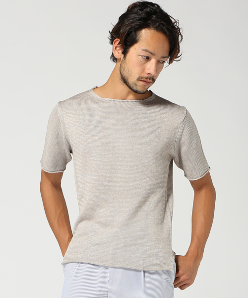 EDIFICE（エディフィス）の「◇LINEN KNIT B/N S/S（ニット/セーター・メンズ・ブラック系その他/ベージュ/ネイビー・48/46/44）」の3枚目の写真