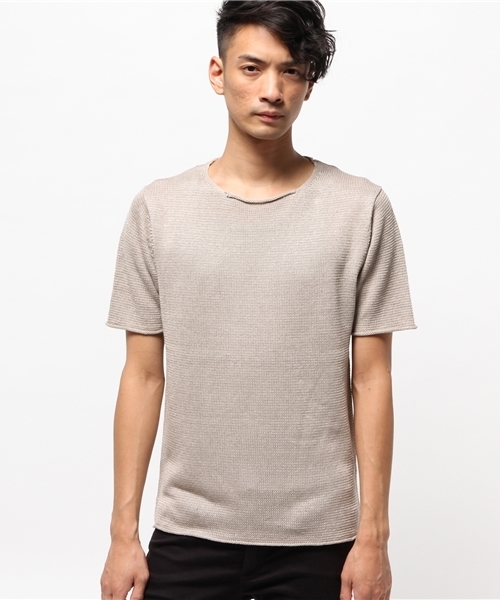 EDIFICE（エディフィス）の「◇LINEN KNIT B/N S/S（ニット/セーター・メンズ・ブラック系その他/ベージュ/ネイビー・48/46/44）」の4枚目の写真