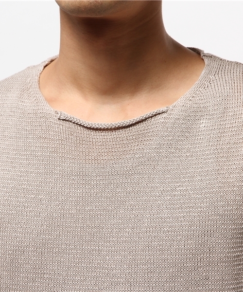 EDIFICE（エディフィス）の「◇LINEN KNIT B/N S/S（ニット/セーター・メンズ・ブラック系その他/ベージュ/ネイビー・48/46/44）」の7枚目の写真